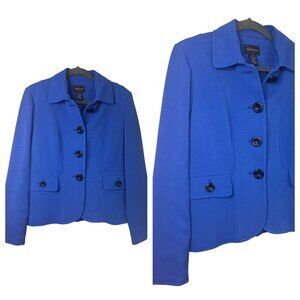 Focus 2000 Y2K Women’s Blue Button-Up Jacket – Long Sleeve Layering, Size 12P